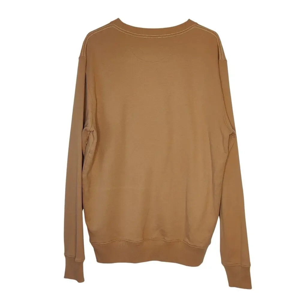 Stio Apres Ski Lodge Crewneck Organic Cotton Fleece Sweatshirt Tan Medium Unisex